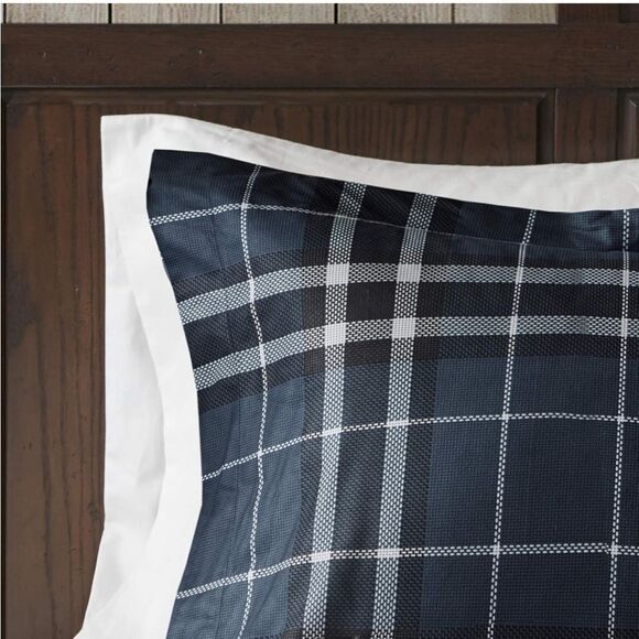 Woolrich Flint 3 Piece Down Alternative Comforter Mini Set,Navy,Full/Queen - Picture 4 of 10